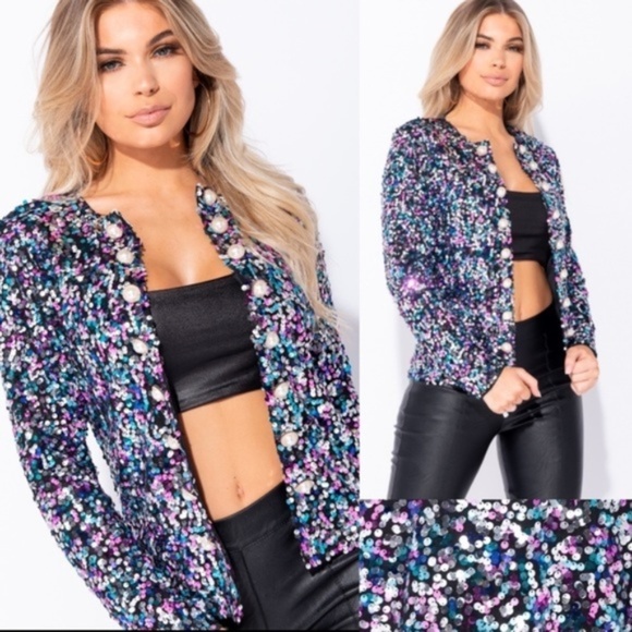 Paris&Pearle Jackets & Blazers - Confetti Queen Multicolored Sequin Blazer